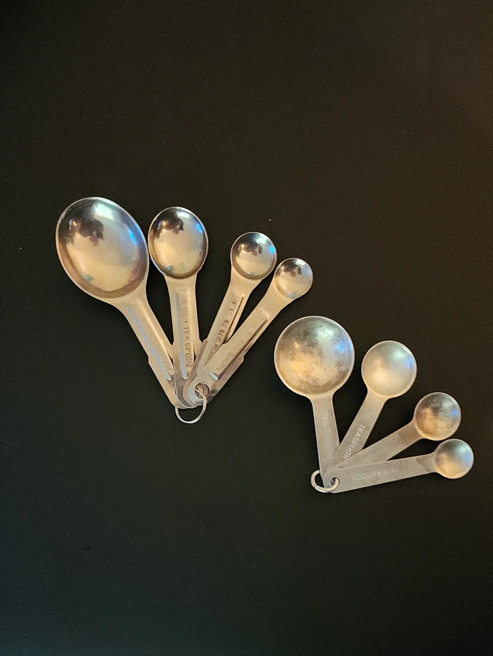 Set of Two Stainless Steel Measuring Spoon Sets - Silver